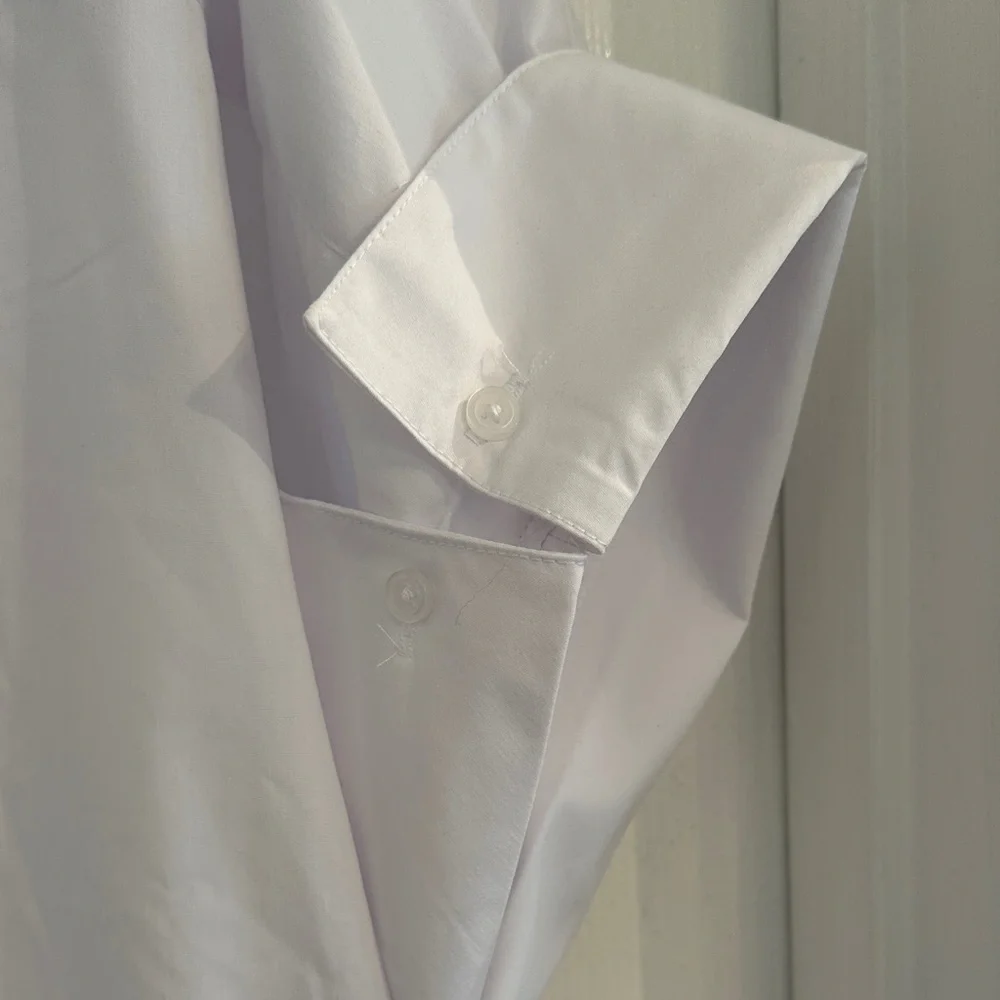 Elegant White Women's Button Down Shirt - Picture 6 of 7